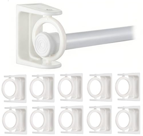 10 Pièces Support Tringle à Rideaux Sans Perçage, Rotatif et Réglable - Crochet de Fixation Adhésif Puissant pour Tringle à Rideaux, Installation Facile en 30s pour Rideaux sans Percage (10 Pièces)