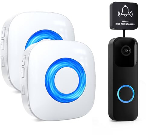 PHYSEN Wireless Doorbell Extender with 2 Receivers for Video Doorbells | Compatible With Blink Video Doorbell (1st & 2nd Gen). 58 Tunes & 5 Volume Levels. With LED Light. Ideal For Home, Office