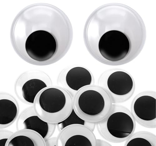 DOPENSPI 20 Stück Große Schwarze Wackelaugen, 5 cm Selbstklebende Große Wackelaugen zum Basteln für DIY-Bastelarbeiten und handgefertigte Dekorationen