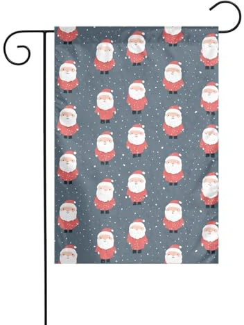 Gartendekoration Gartenflagge 30,5 x 45,7 cm HJFCZH Winter Weihnachtsmann Drucke dick und verschleißfest für Garten Blumentöpfe und Rasen