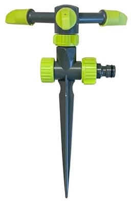 Multijet marksprinkler med markinsats – roterande sprinkler med lång räckvidd – snabb anslutning med flödesregulator – för små och medelstora trädgårdar