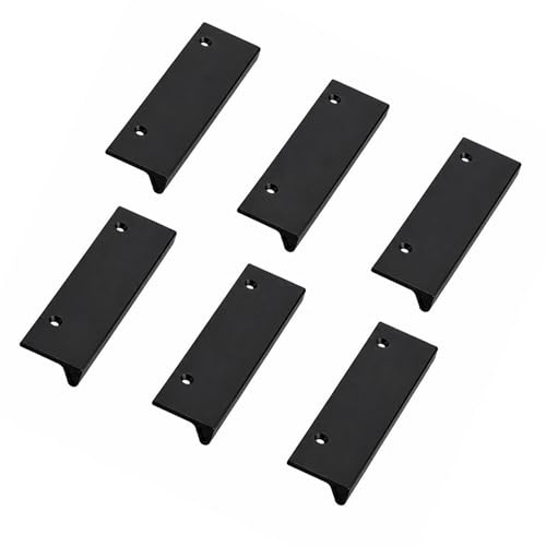 kalb | MonoGrip 150 Tirador negro de aluminio para muebles, tirador para cajones de cocina, asa oculta de 150 mm, distancia de perforación de 113 mm, moderno mate (6)