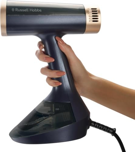 Russell Hobbs Vaporizador de ropa Steam Genie VacuSteam, vapor de 23 g/min, funcionamiento de 7 minutos, calefacción 40 segundos, planchado eficiente y potencia de succión