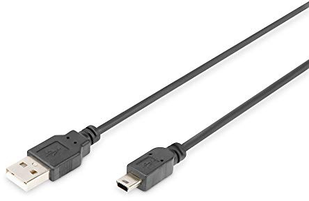 DIGITUS 1.8m, USB2.0-A/USB2.0 Mini-B câble USB 1,8 m USB A Mini-USB B Noir