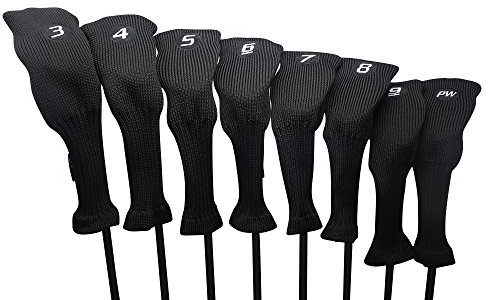 Majek All Hybrid golfklubb svart huvudbonad set 3-PW. Neopren akryl huvudskydd 3 4 5 6 7 8 9 PW