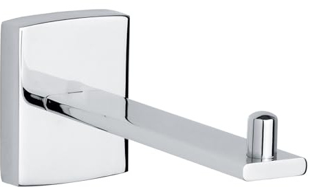tesa KLAAM Ersatzrollenhalter - 46 mm x 61 mm x 136 mm | Toilettenpapier-Aufbewahrung zur Wandbefestigung ohne Bohren - aus verchromtem Metall - inkl. Klebelösung