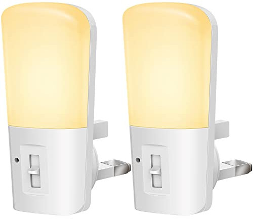 Plug in Night Light, Dimmable Night Lights, LOHAS Dusk to Dawn, Brightness Adjustable, Warm White 3000K, Good for Sleep, Children Light, Used in Hallway, Toddler Beds, Stairs, Bedroom, 2 Pack