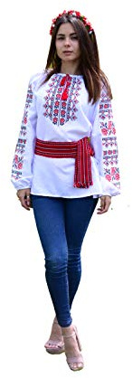 Embroidered Ukrainian Folk Blouse Natural Cotton Traditional Ethnic Style, New White