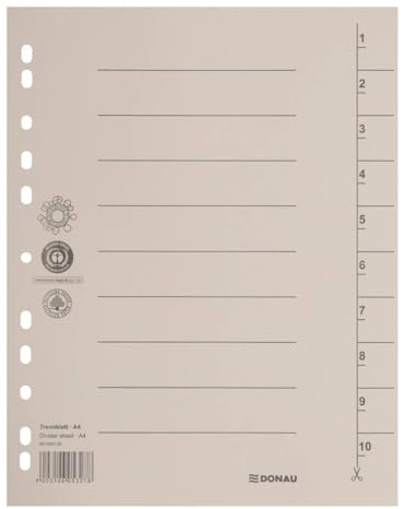 DONAU 8610001-25 - Separadores (100 unidades, cartón reciclado, 250 g/m², 4 orificios), color marrón claro
