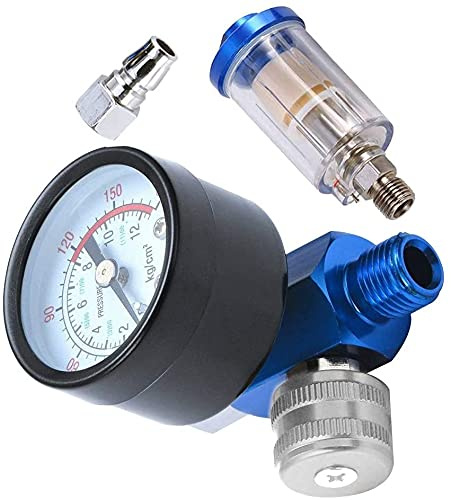 Shiwaki 140PSI 1/4 Spray Paint Gun Air Pressure Regulator Gauge Airbrush Compressor & in-line Water Trap Filter