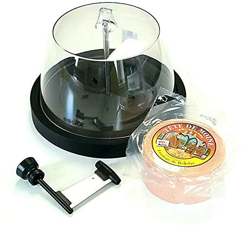 Komplett Set aus Kunststoff Fuer Tete de Moine Käsehobel halber Käselaib Tete de Moine AOP Classic KÜHLBOX-Versand mit Styroporbox und Spezialkühlakku für Lebensmittelversand