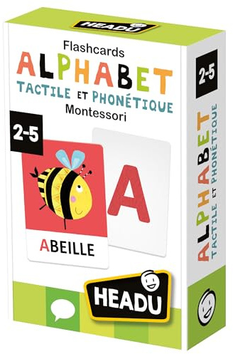HEADU - Flashcards Alphabet Tactile Phonétique Montessori - Lis, Touche Et Écoute | Jeu 2 3 4 5 6 Ans pour Apprendre à Lire et à Écrire, Jeu Educatif Montessori, Cadeau Fille, Cadeau Garçon
