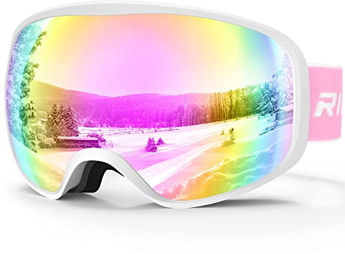 RIOROO Skibrille Kinder, Skibrille Kinder 3-14 Jahre für Jungen Mädchen 100% OTG UV-Schutz Antibeschlag Kompatibler Helm für Skifahren Snowboard Radfahren Outdoor Aktivitäten Wandern Augenschutz