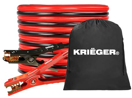 K KRIËGER Jumper Cables for Car Battery, Heavy Duty Automotive Booster Cables for Jump Starting Dead or Weak Batteries with Carrying Bag Included (16-Feet (6-Gauge)