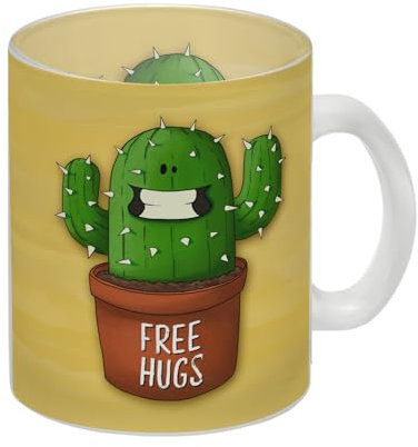Free Hugs Glas Tasse mit Kaktus Motiv