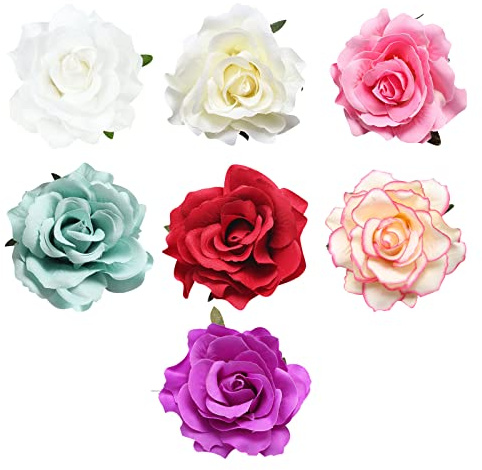7 Piezas Broche Adorno de Cabeza Novia Mujer Flor de Rose Accesorios Pinza para el Cabello de Boda Bailarina de Flamenco