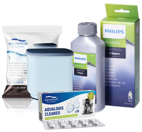 Set for Coffee Machine LatteGo, Genuine Descaler Philips CA6700/10, Aqualogis Cleaneo Cleaning Tablets, Water Filter AL-Clean CA6903