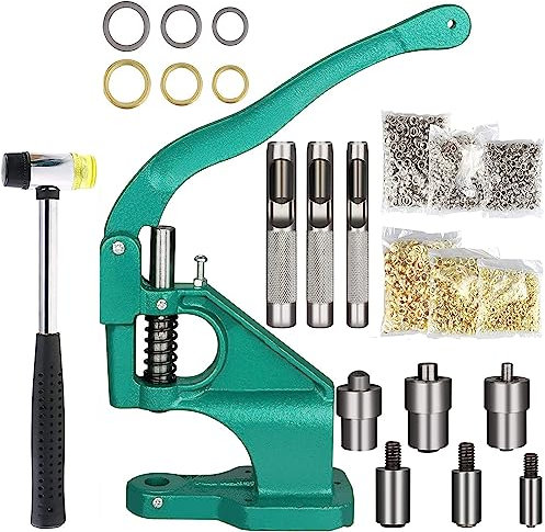 JOSBY Mehrzweck-Handpress-Ösenmaschine, mit 3 Matrizen und 800 Ösen, 3 Installationswerkzeugen, für Leder, Stoff, Gürtel, Kleidung, Schuhe, Handtaschen-Ösen Nr. 0/2/4