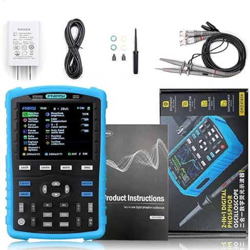 YuqiaoTime FNIRSI DPOX180H Handheld Dual Channel Digital Oscilloscope 180MHz-3DB 2 In 1 Function Signal Generator Fluorescence Display ZOOM