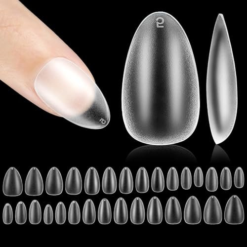 Nzakybbi Nageltips Kurz Mandel Tips für Nägel Full Cover Soft Gel Almond Nail Tips für Gelnägel, 240 Stück Short Nagelspitzen Kurze Mandelform Künstliche Fingernägel mit Box, 15 Größen