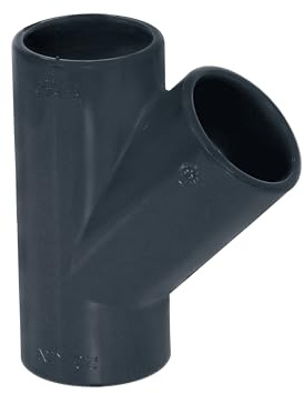 HAF® 1 x PVC Fittings T pieza 45° con 3 manguitos adhesivos de 50 mm – Conector de PVC gris para tuberías, conexiones de tuberías, tuberías de piscina UVM. | Calidad: fabricado en Europa – Cantidad: 1