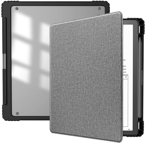HGWALP Slimshell-fodral för Kindle Scribe 25,9 cm 2022, Kindle Scribe 25,9 cm fodral med pennhållare och automatisk sömn/väckningsfunktion, grå