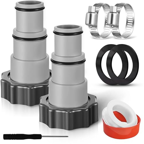 2 Stück Pool Adapter A, Schlauchadapter Pool für 32 Auf 38 mm Schlauchadapter für Pumpen Poolschlauch Adapter A, A-Serie, mit Innengewinde zum Verschrauben, Anschluss für Pool-Schlauc (2)
