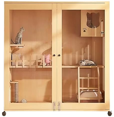 Katzengehege, Großes Katzenhaus aus Holz, Luxuriöses Katzenhaus mit Mehreren Funktionen, Katzenhaus für den Innen- und Außenbereich, Geeignet für Familien mit Katzen, Katzencafé, Tierklinik (Size : 1