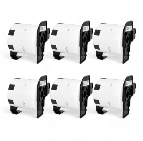 6 Rollen DK-11209 Adress-Etiketten (29mm x 62mm, 800 Stk pro Rolle) Schwarz auf Weiß, Kompatibel mit Brother QL-Druckern, Thermopapier für klare Bilder und Barcodes