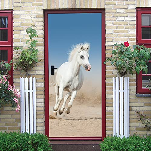 FYRHLH Türtapete 3D Selbstklebend TürPoster Pferde 3D Türaufkleber Fototapete Türfolie Abnehmbar Wandtapete PVC Wasserdichte Schlafzimmer Türaufkleber B77 x H200cm