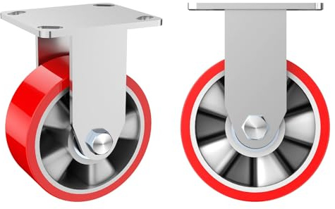 Lygoeege Ruedas fijas de 12,5 cm de calidad industrial, capacidad de carga de 900 kg, sin mantenimiento, núcleo de aluminio extra pesado, ruedas de poliuretano, adecuadas para proyectos de bricolaje,