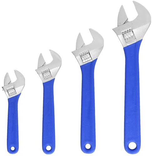 HEIHAK 4 Pieces Adjustable Spanners Set, Multi-Function Activity Wrench with Scale, Heavy Duty Spanners 6/8 /10/12 Inch