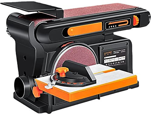 Máquina pulidora de Papel de Lija Multifuncional, máquina lijadora de Banda/Disco abrasivo de Escritorio de 550 W, máquina rectificadora abrasiva de Placa de inglete Ajustable de 90 Grados