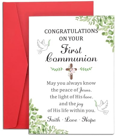 First Communion Gifts for Girls Boys Kids 2026 First Communin Card for Her Him 1st Communion Gifts for Christian Religious Bible Verse Gift for Women Men Baptism Catholic Confirmation Gift for Teen