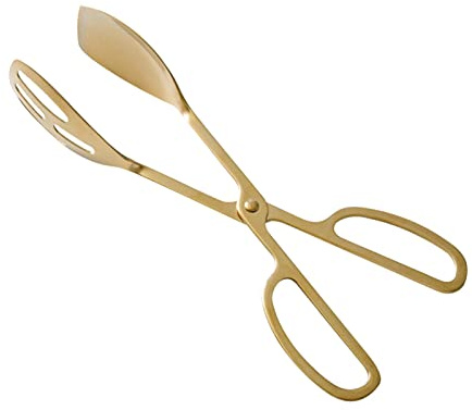 Food Serving Tongs, 25.5cm Length Stainless Steel Salad Tongs Barbecue Clip for Home, Kitchen, Party(Gold)