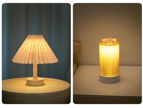 YZYOE LED Rechargeable Umbrella Shaped Small Desk Lamp, Warm Light Eye Protection Creative Bedside Lamp, Work and Study, 3 Modes, Long Press the Switch to Adjust the Brightness of the Light.