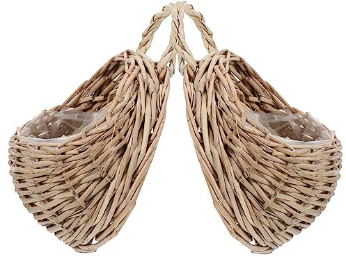 Levemolo Cesto Portafiori Sospeso Intrecciato Da 2 Pezzi Per Parete, Portaoggetti Rustico Leggero Da Appendere Per Casa, Giardino, Balcone, Conservazione Frutta e Decorazione
