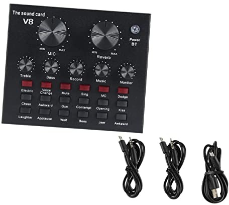 FUNOMOCYA Condenser Microphone Sound Card Set for Live Streaming 800 Professional Sound Mixer Board Effects Compatible Computer and Cellphone Podcast Recording Kit