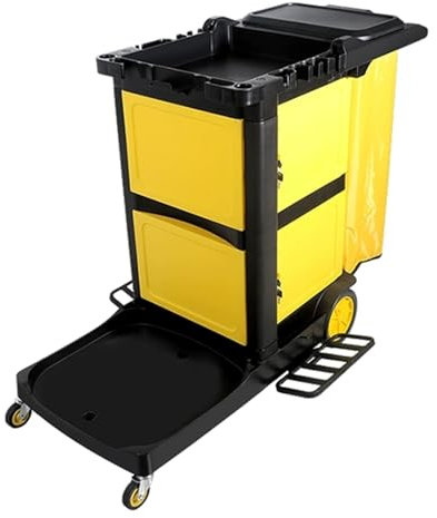 GBPLDMAQ Cesta Ropa Sucia con Ruedas de Plástico Grueso y Resistente, Carro Limpieza Profesional Hebilla de Bloqueo de Precisión y Barra de Carga, Rueda Universal de Polea, Bolsa Oxford Utilitaria