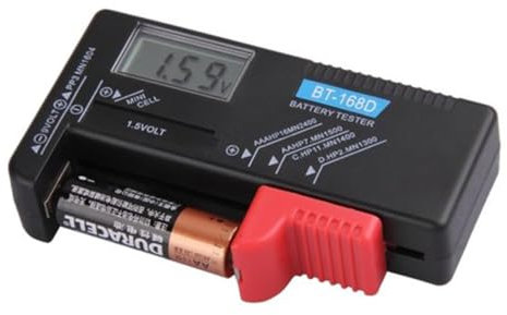 NOLITOY Tester Batteria Digitale Lcd Per Batterie Volt Volt Aa Aaa c Bottone Voltmetro in Plastica Rigida Di Colore Scuro