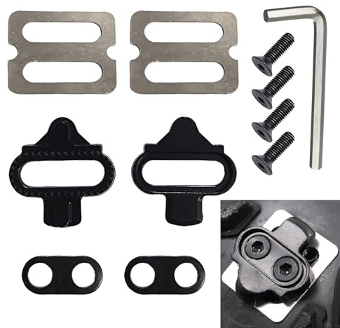 SPD Cleats Set Kompatibel mit Shimano SH51 SH56, Hochfeste rutschfeste Pedalplatten für Mountainbike Rennrad und Indoor Cycling, Inklusive Schrauben Werkzeug und Metallplatten