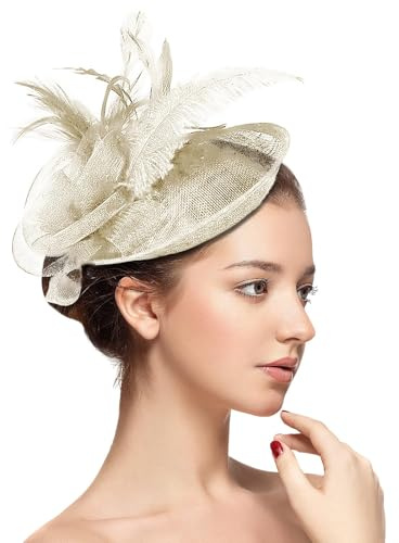 Bibi Mariage – Bijou de tête élégant pour mariage, fête à thé, église – Serre-tête femme et fille avec bandeau en maille(crème)