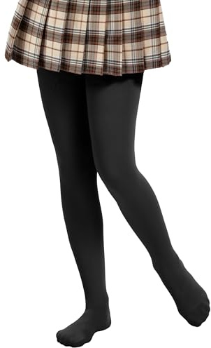 AMIYOYO Medias térmicas para niña, leggings forrados para niños, ropa de ballet de invierno, mallas forradas cálidas, forro interior grueso (negro, M)