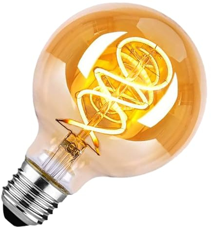 SUYGUAR E27 LED Vintage Glühbirne, Edison Vintage Glühbirne E27 Dimmbar 4W Warmweiß,Retro LED Lampe Dekorative Leuchtmittel Für Wohnzimmer/Schlafzimmer/Esszimmer/Küche/Bar - Bernstein,80mm (1 Stück)