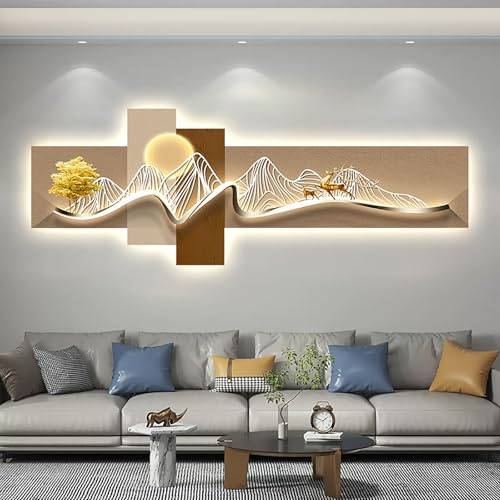 Scultura decorativa da parete a LED in rilievo 3D, arte moderna del paesaggio con alimentatore plug-in per camera da letto, soggiorno e sfondi d'ingresso