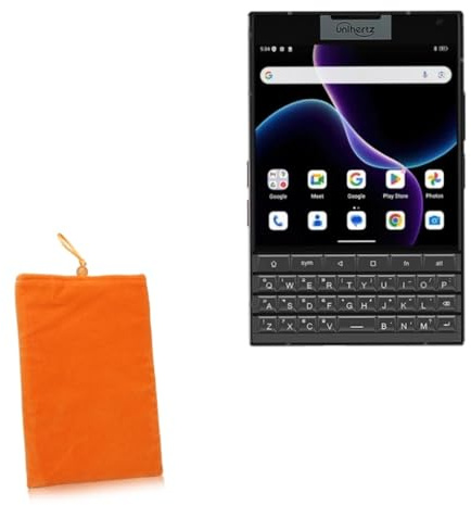 BoxWave Case Compatible with Unihertz Titan 2 - Velvet Pouch, Soft Velour Fabric Bag Sleeve with Drawstring - Bold Orange