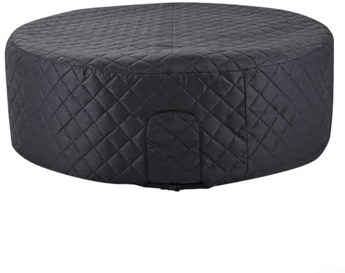 HEBEOT Aufblasbare Badewannen-Abdeckung, 208 x 70 cm, wetterfest, wärmeisolierend, gesteppt, Baumwolle, rund, für den Winter, Outdoor, Schwarz