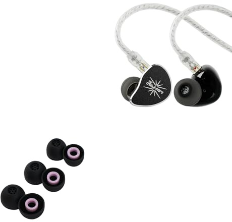 Linsoul Kiwi Ears Belle In Ear Monitor con Driver Dinamico DLC da 10 mm, Cuffie con Cavo Doppio Strato Argento+Kiwi Ears Flex Earbud Tips, puntali di ricambio in silicone IEM, 3 paia, taglia S/M/L