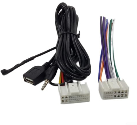 24Pin Car Stereo Wiring Harness with USB AUX and Microphone for Kia K4 Radio Head Unit Power Cable Adapter