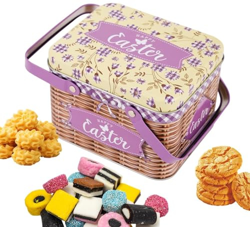 Cesto per caramelle regalo – Scatola di immagazzinaggio in metallo da 15 cm, contenitore per caramelle in peltro, custodia con maniglia portatile con chiusura sicura del coperchio | uso festivo per